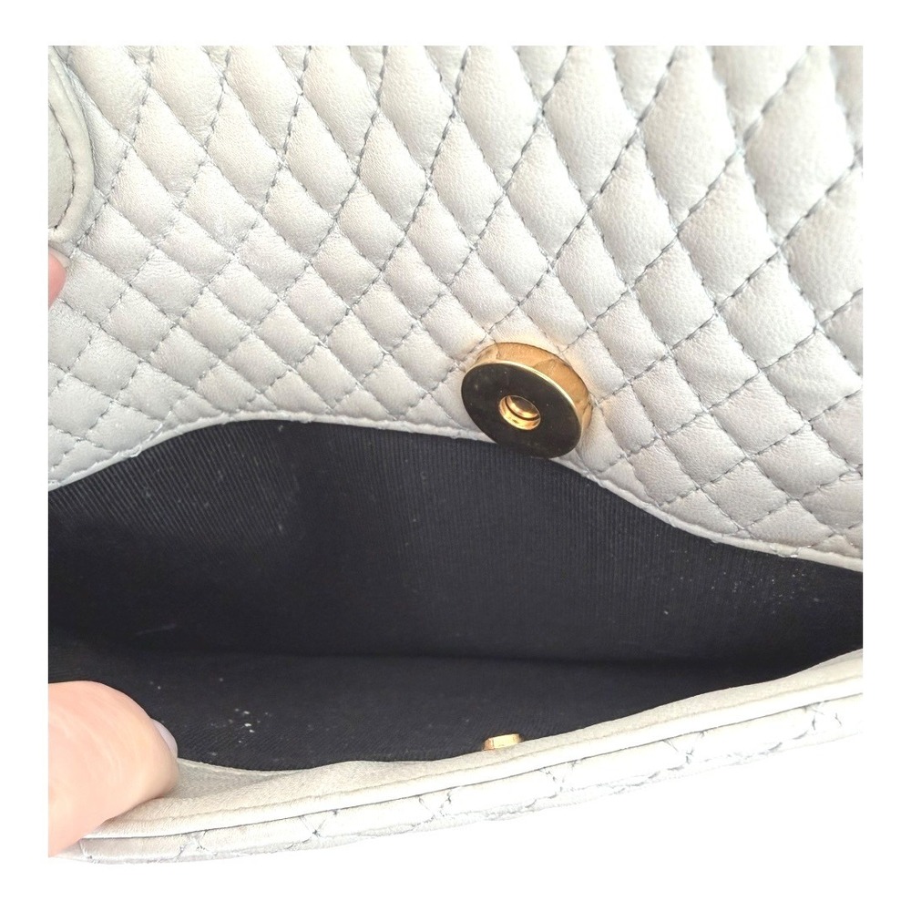 Bally Quilted Leather Satchel Handbag w/ Matching Wallet | Ivory/Cream - Picture 8 of 16